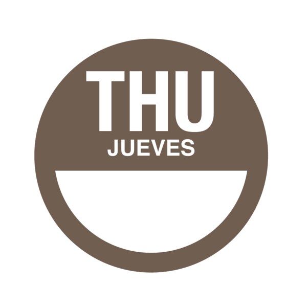 Nevs DaySpots - Thursday/Jueves 2" circle White w/Brown DDOT-THS2 - main